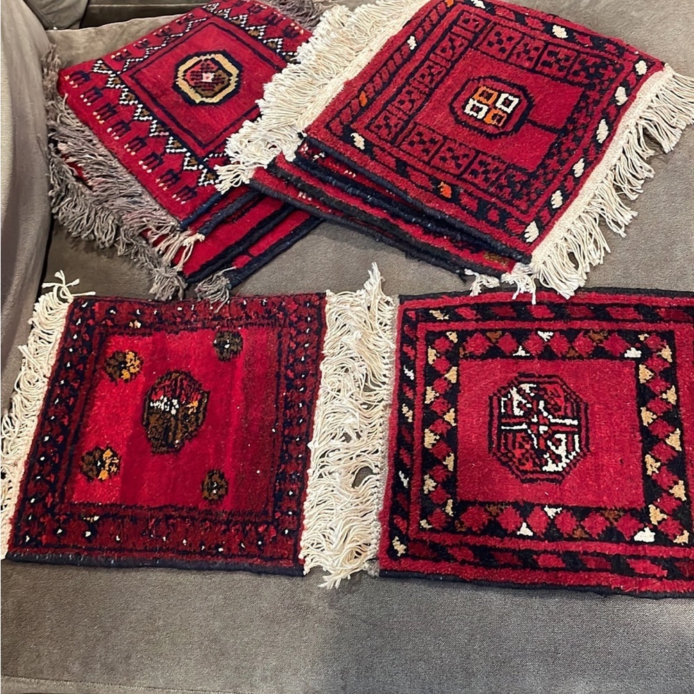 Vintage Afghan Handmade Ersari Placemats (set of 2)!  RARE FIND!! 60s/70s!